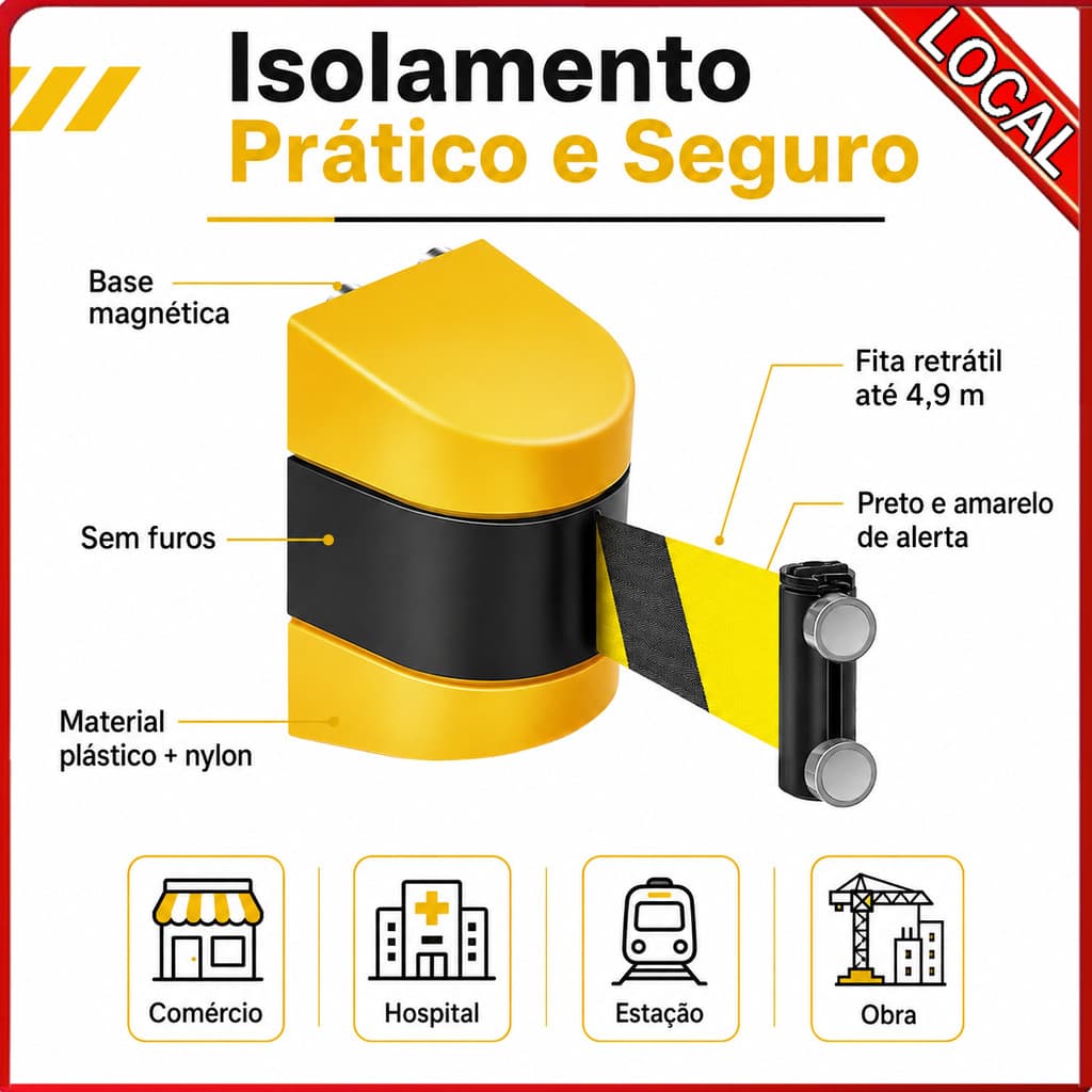 Isolamento retrátil Visual alto preto amarelo com cerca de bloqueio de alerta de área de fábrica de instalação magnética
