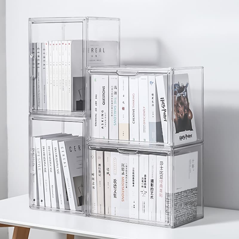 Caixa de armazenamento de livros grande capacidade A4 transparente estudante crianças imagem livro mesa organizador caix