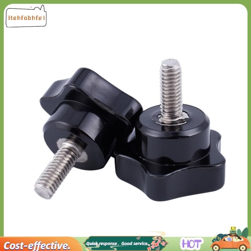 M6 x 15mm Rosca Macho Parafuso Estrela Cabeça De Travamento Alça Preta 2 Peças