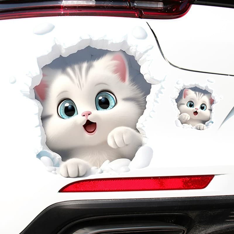 ENVIO RÁPIDO Adesivo 3D de Gato Fofo em Desenho Animado para Carro, Decalque Criativo Kawaii para Carro, Moto, Veículo E