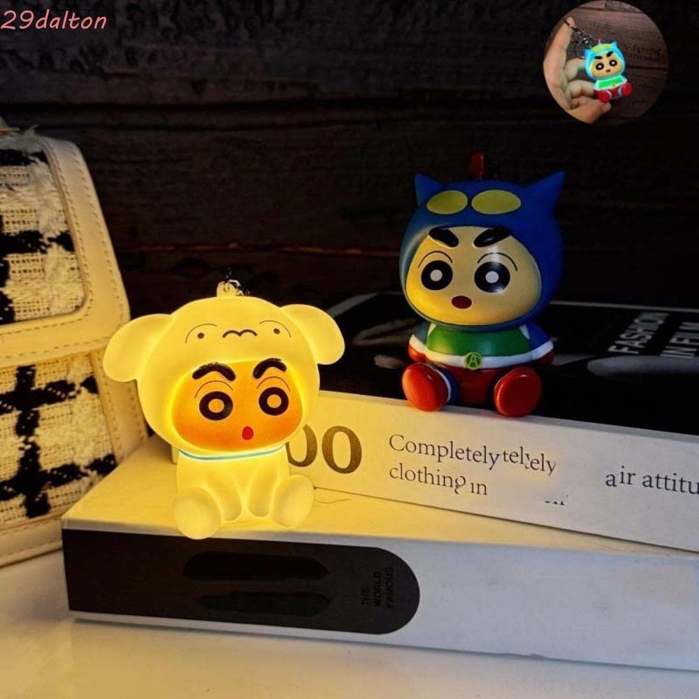 DALTON 2 Unidades/Conjunto Crayon Shin-chan Chaveiro , Célula De Botão De Plástico Nohara Shiro Brinquedos Brilhantes ,