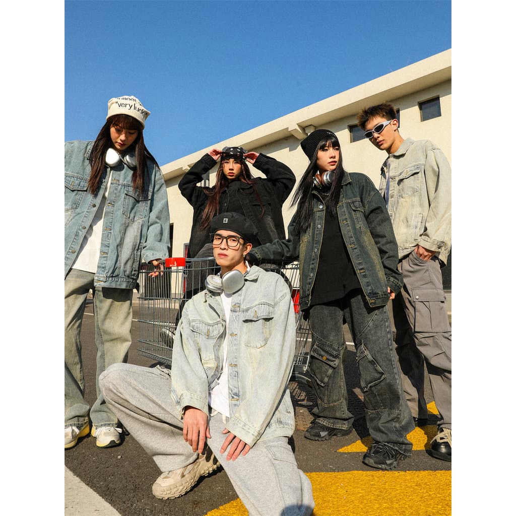 MANYSTON Jaqueta Jeans Masculina Street Wear Novo Estilo Top Casal Jaqueta Jeans Primavera Ruffian Bonito Jaqueta Casual