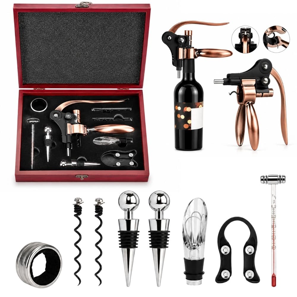 Kit Abridor De Vinho Deend Vino Facile 9 Peças Com Maleta