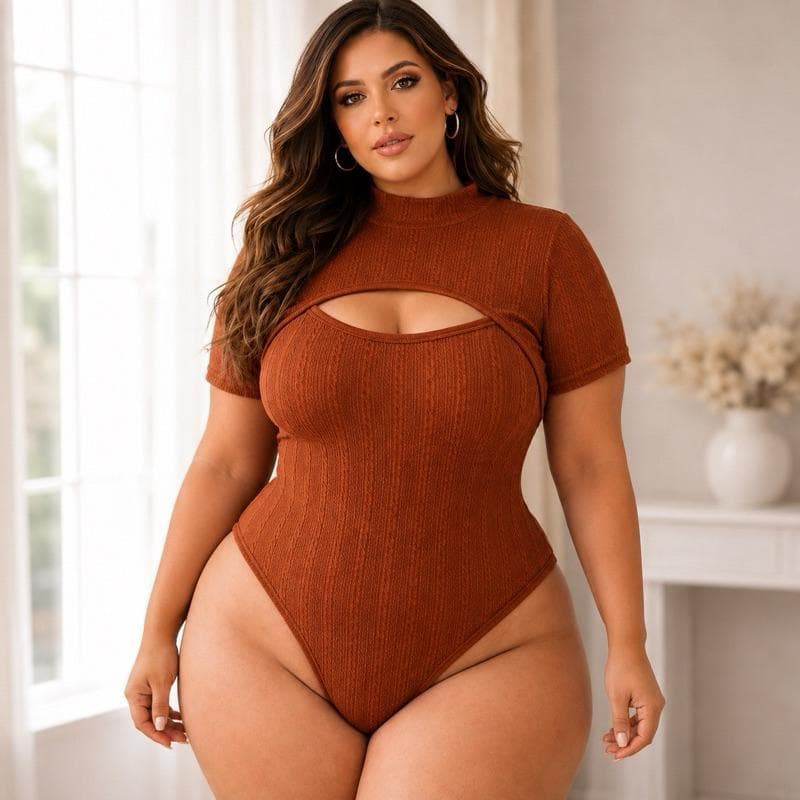 Body feminino decotado plus size verão manga curta gola alta tecido bolha encorpado canelado estilos