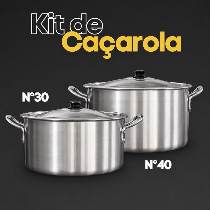 Kit Panela Caçarola Aluminio Linha HotelN30 N40 / Panela Restaurante/Panela Industrial / Sopa / Panela Grande / Feijoada