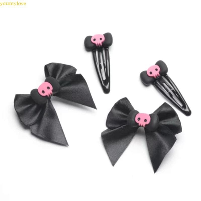youmylove 4 Peças Grampo Cabelo Para Adolescentes, Formato Laço Caveira, Prendedor Pato,