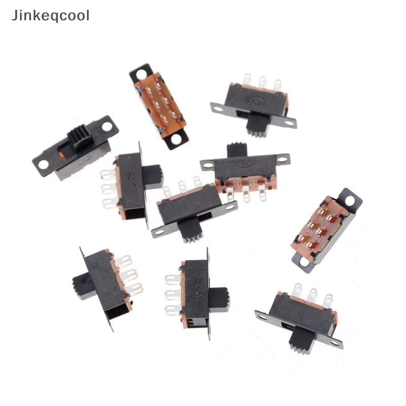 Jqbr 10 Pcs 2 Posição DPDT 2P2T Montagem Em Painel Interruptor Deslizante Vertical 6 Pinos 0.5A 50V DC QDD