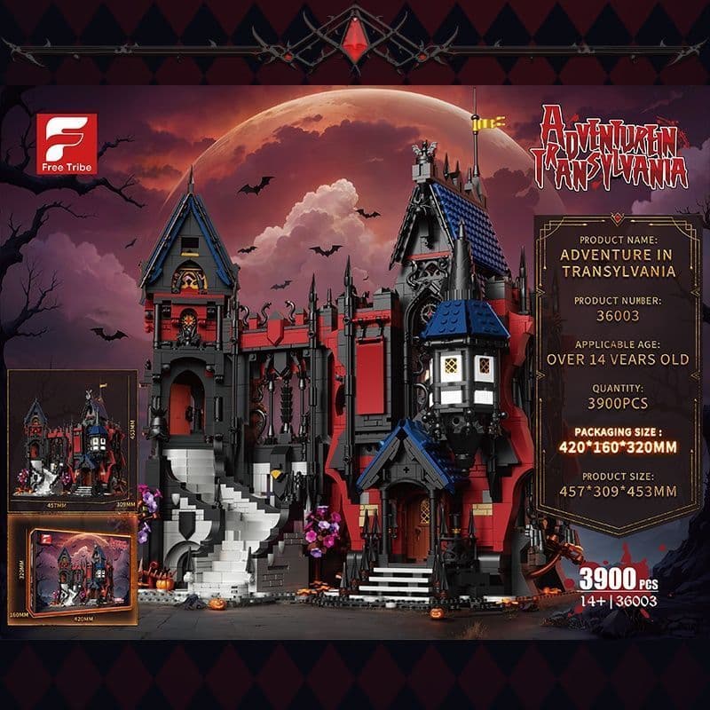 ZYBL36003 Ornamentos de castelo de vampiro, pequenas partículas, blocos de construção educacionais para crianças, monta