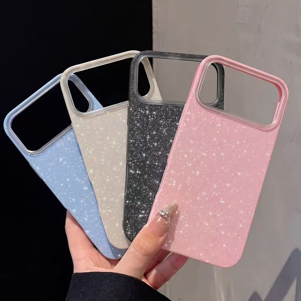 Capinha para iPhone 17/16/15 Pro Max Capa de celular antiderrapante de silicone com glitter da série Céu Estrelado