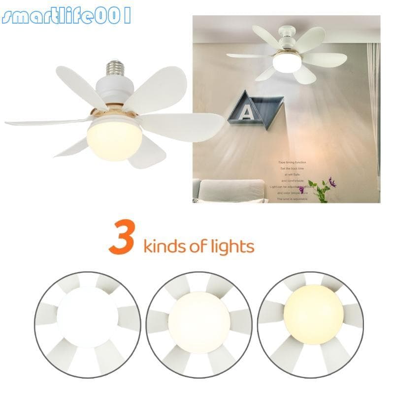 S * Ventilador De Teto E27 Com Controle Remoto E Função De Memória Para Quarto De Escritórios Domésticos