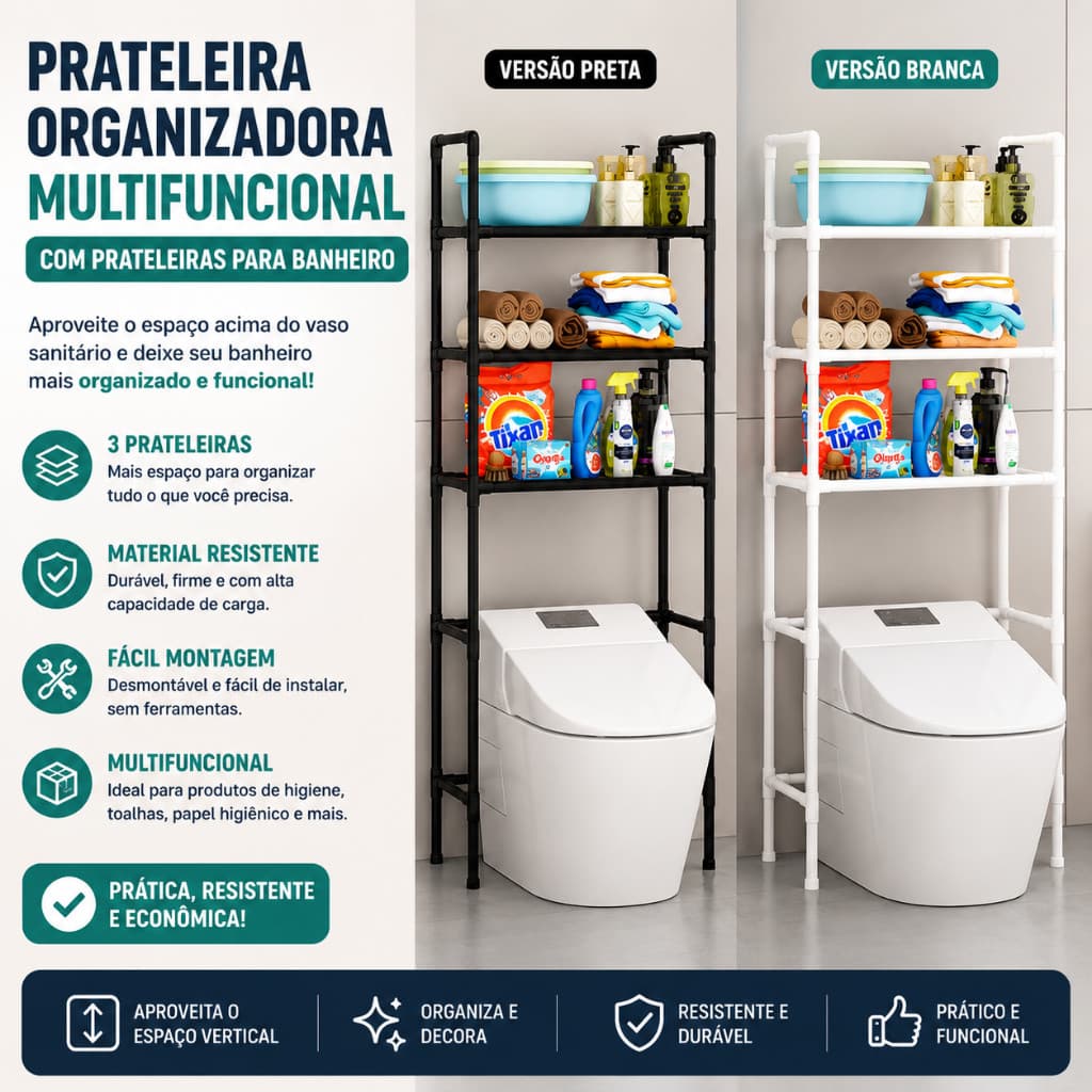 Prateleira Organizadora Multifuncional com Prateleiras Para Banheiro