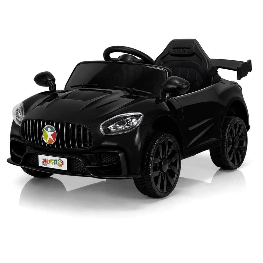 Carrinho Elétrico Esportivo Infantil 12V Preto Bluetooth Farol De LED Portas Abrem E Controle Remoto