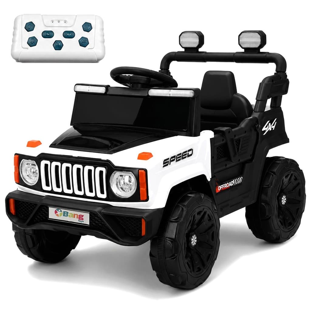 Jipe Mud Force Carro Elétrico Infantil 12V Branco Off Road 4 Motores Controle Remoto 4x4 - Bang Toys