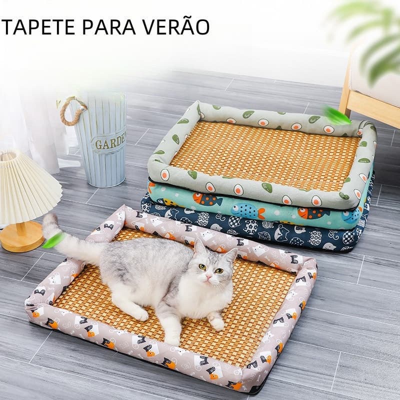 Cama para cães e gatos, tapete de verão para animais de estimação, tapete de grama