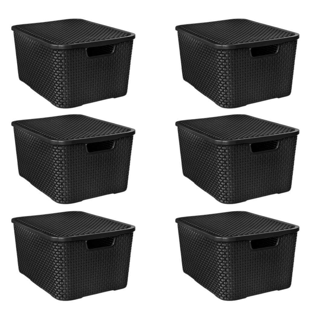 Caixa organizadora Rattan Plástica 20L organizadores Arqplast kit caixa organizadora 6 unidades Preto