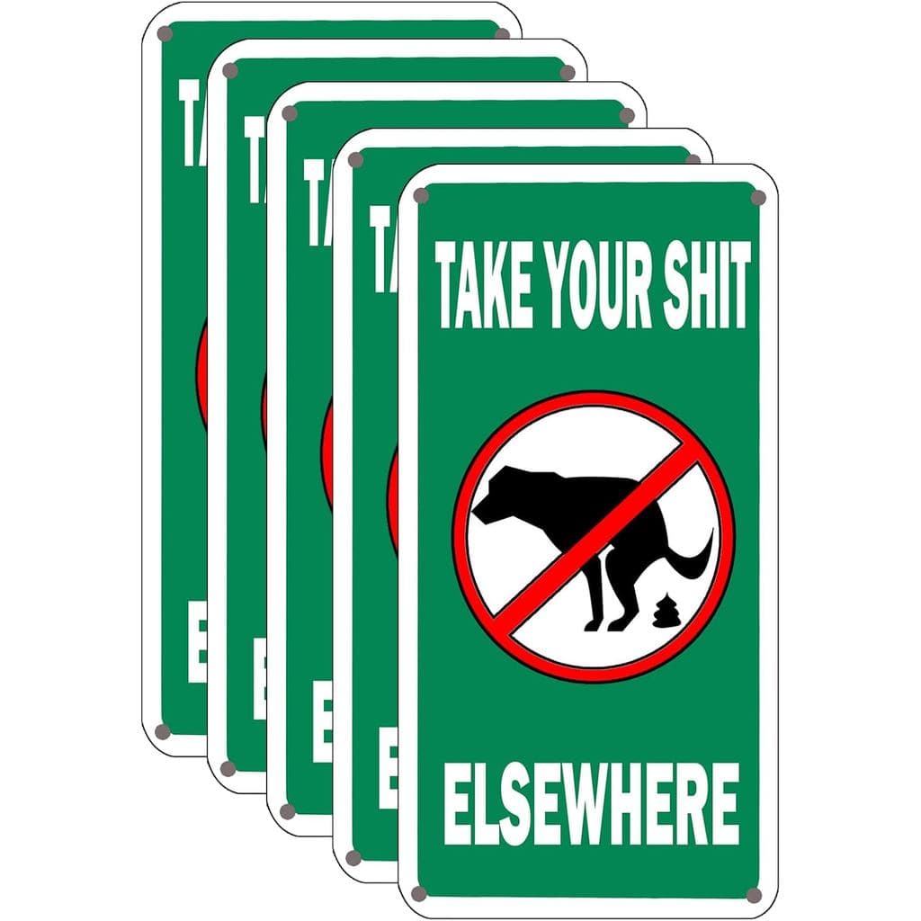 Placa Divertida WOSTOD com a Frase "Leve Suas Dejetos para Outro Lugar" - Placa de Proibição de Dejetos de Cães para Par