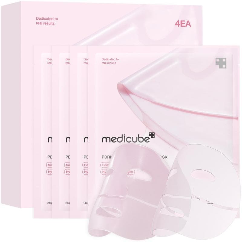[medicube] Máscara em Gel de Colágeno Rosa PDRN (4 unidades) |   DNA de Salmão, Mudança de Cor, Brilho Rosa, Colágeno, M