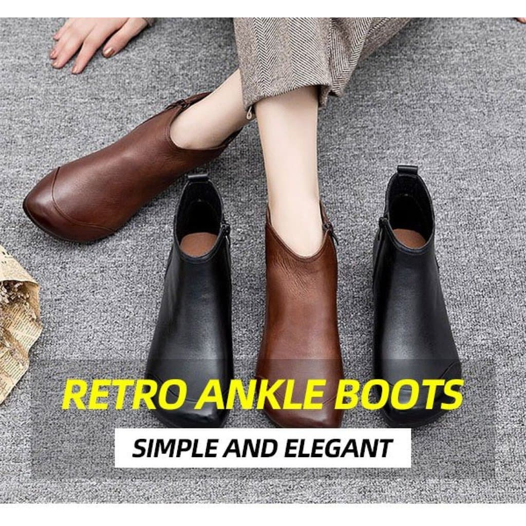 [Estilo Retrô] Botas Curtas Femininas Vintage/Feitas à Mão/Confortáveis/Planas/Botas Martin