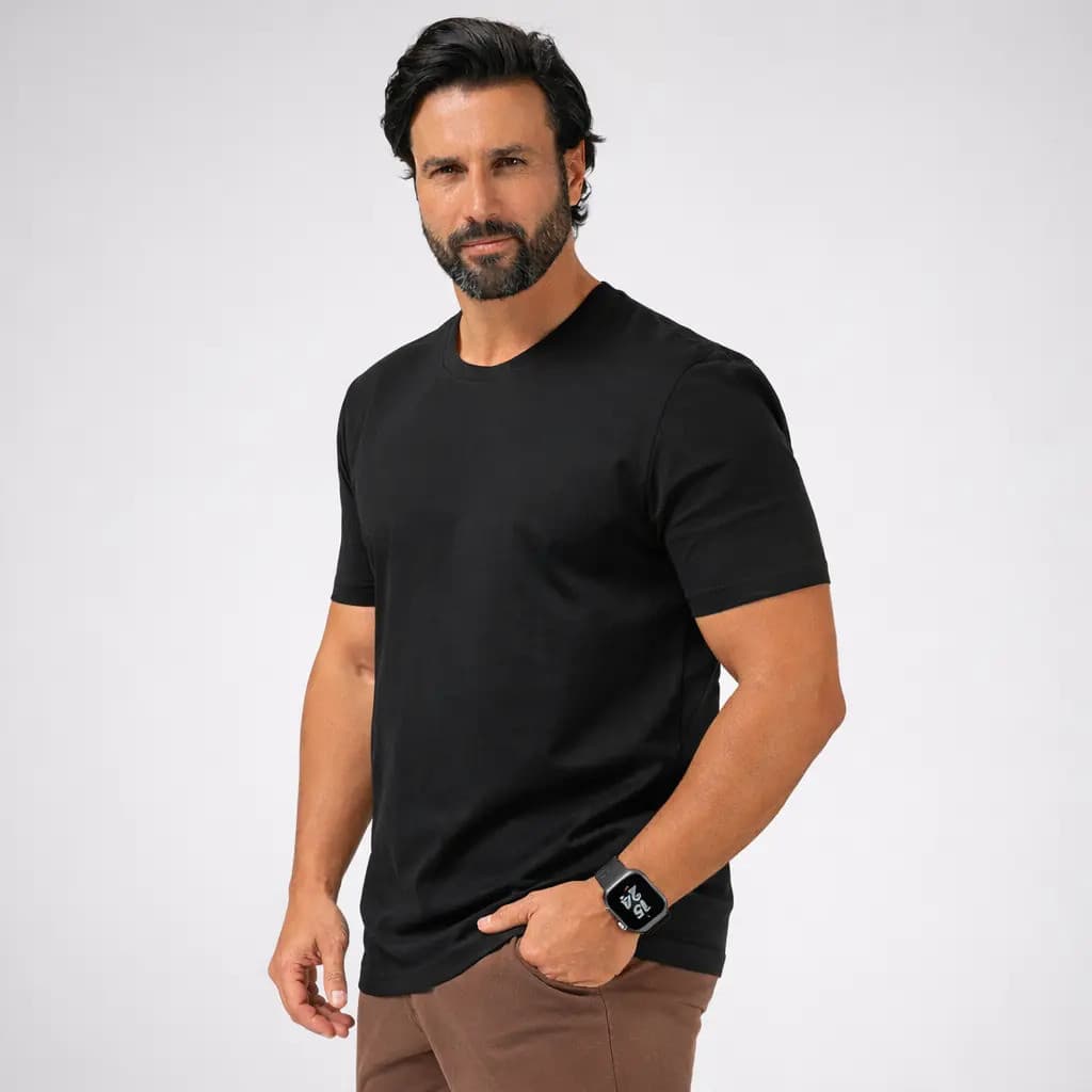Camiseta Masculina 100% Algodão Lisa Clássica Casual Camisa Manga Curta Confortável