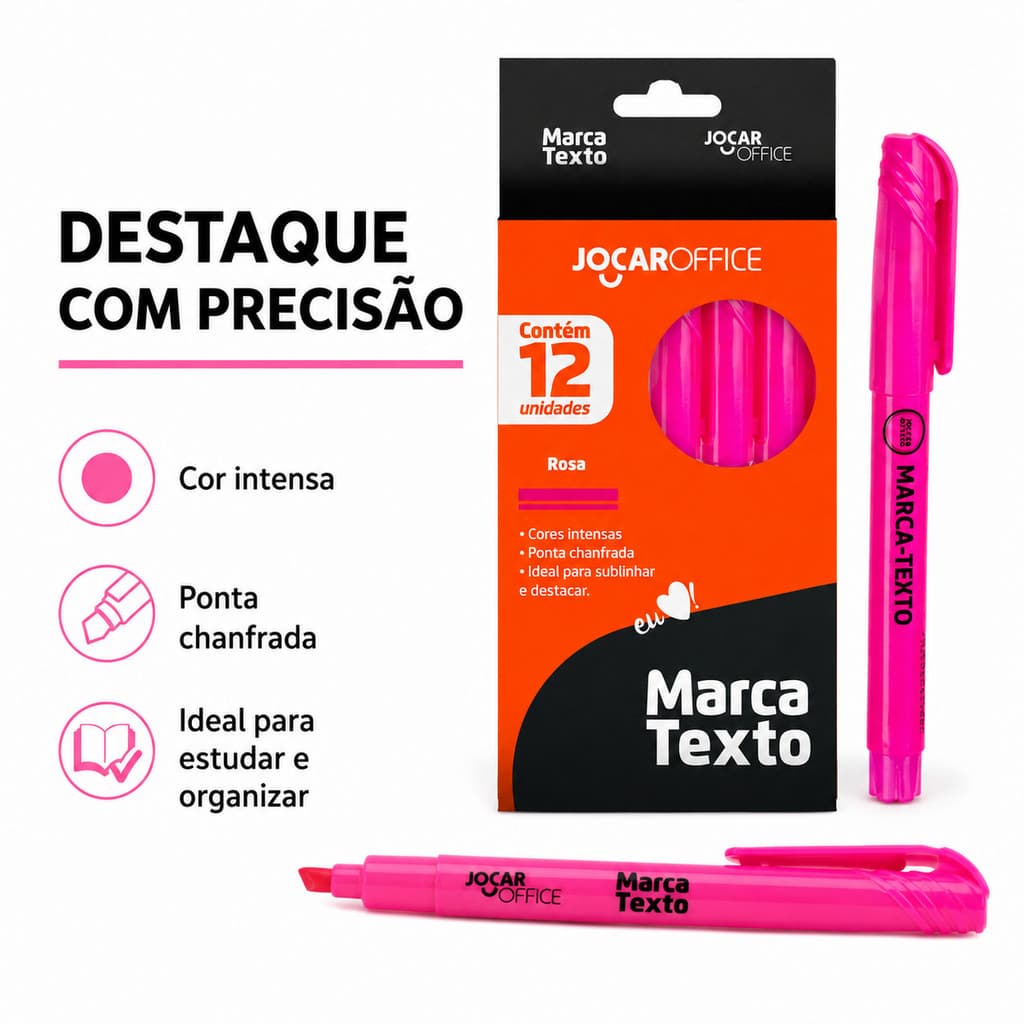 Marca Texto Rosa Caneta Marca Texto Pincel Marca Texto