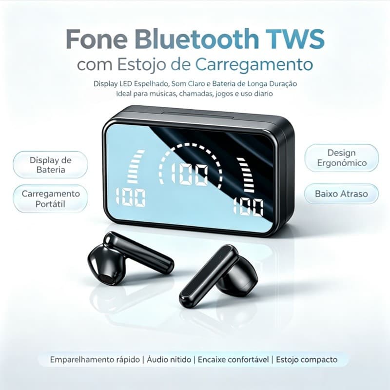 Fone S20 M10 De Ouvido bluetooth 5.1 Sem Fio tws Estéreo Com Pod Carregador Power Bank Voltikk
