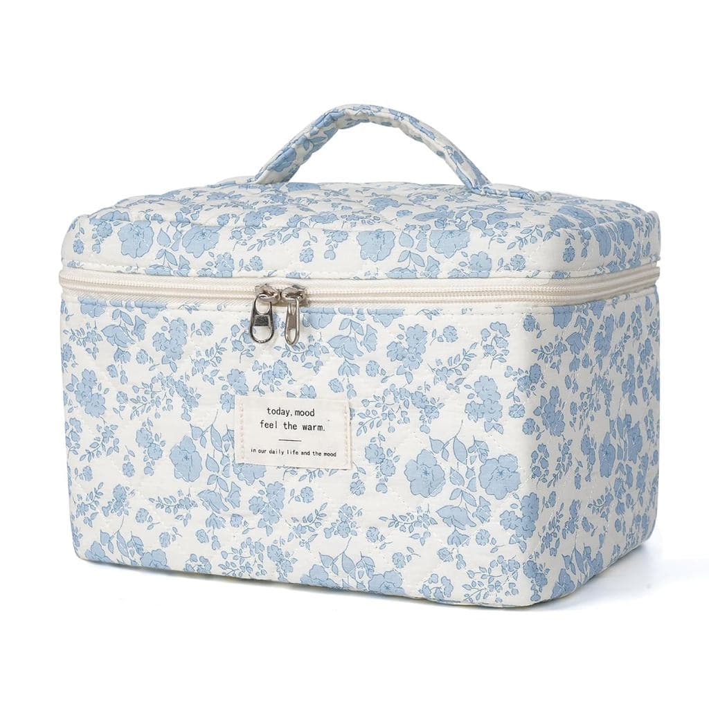 Bolsa de Maquiagem, Bolsas Cosméticas Acolchoadas, Bolsas de Maquiagem Grandes com Estampa Floral para Mulheres, Organiz