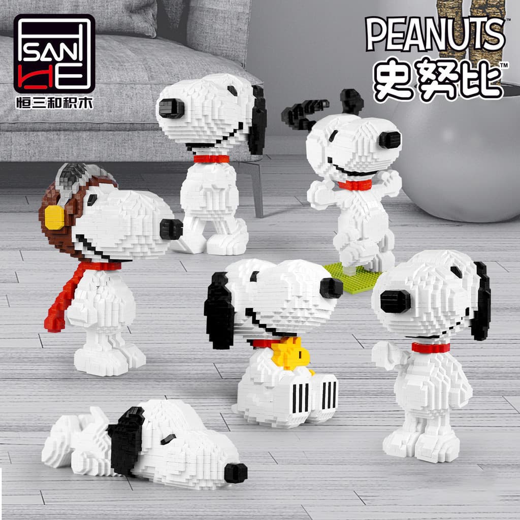 Blocos de Construção de Partículas Snoopy Cartoon Série Anime Bonecas Crianças Meninas Presentes Criativos