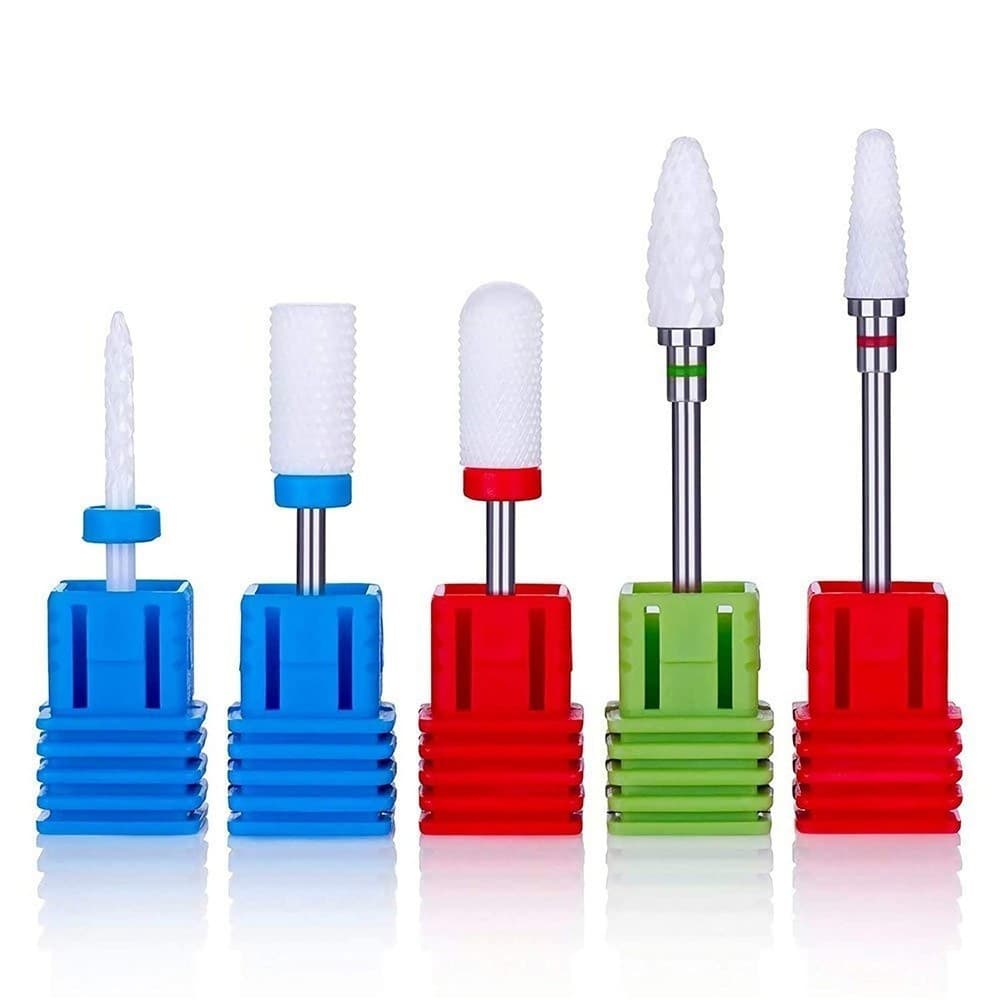 Conjunto de 5 peças de brocas de cerâmica para unhas, usado para ferramentas de Manicure para aparar Gel IWQZ
