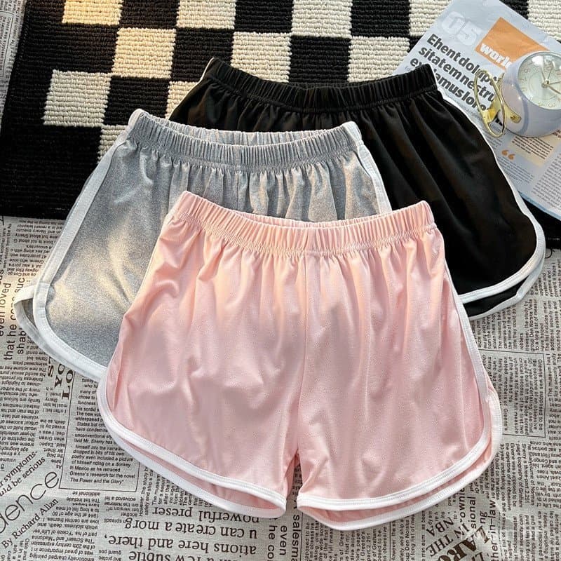 Shorts Esportivos Brancos, Roupas Casuais para Casa, Calças de Pijama Soltas de Cintura Alta, Detalhe de Renda em Contra