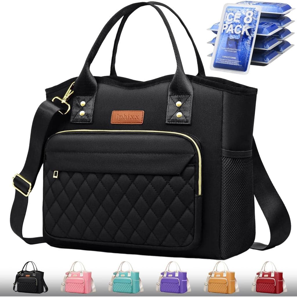 iPhixx Bolsa Térmica para Mulheres, Bolsa de Almoço Isolada para Adultos, Grande Térmica para Trabalho, Bolsa para