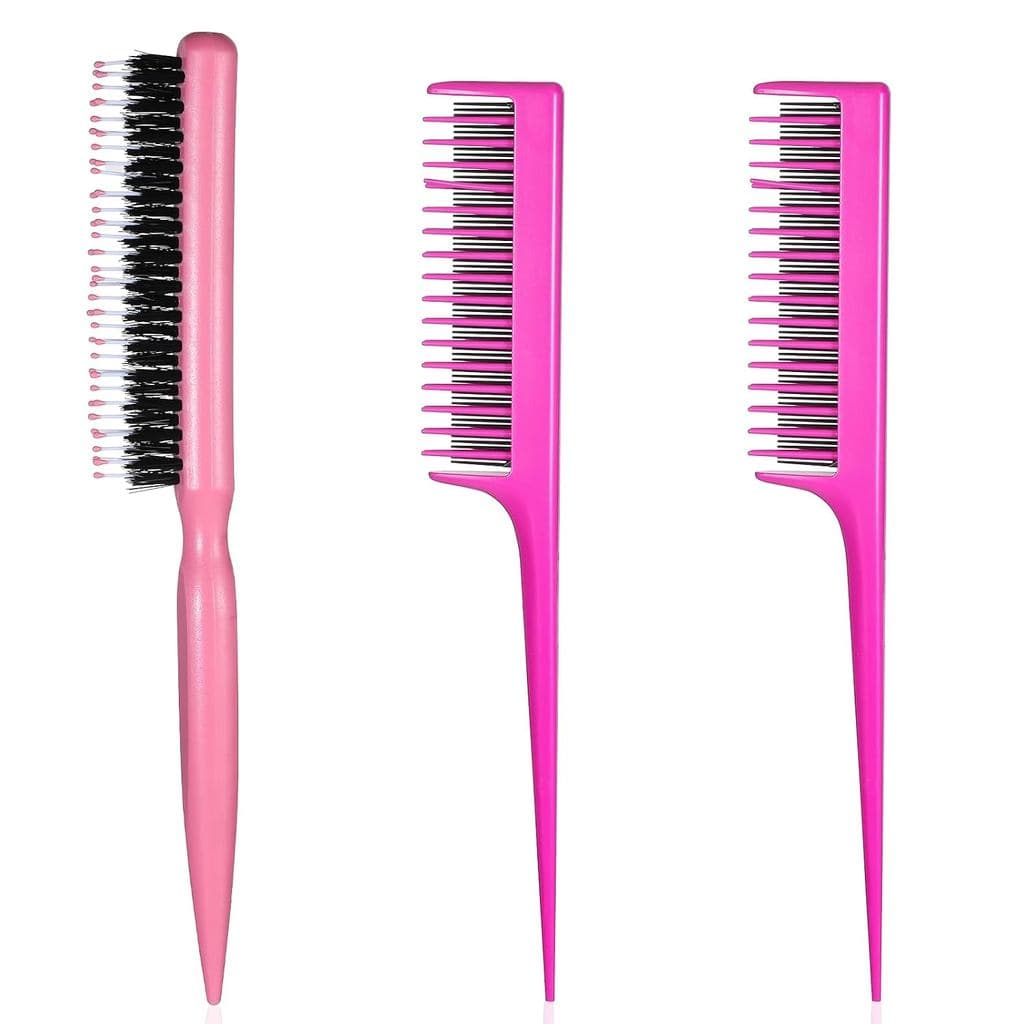 Conjunto de 3 Pentes para Pentear Cabelo, Pente Triplo e Escovas de Cerdas de Javali para Mulheres e Homens, para Alisar