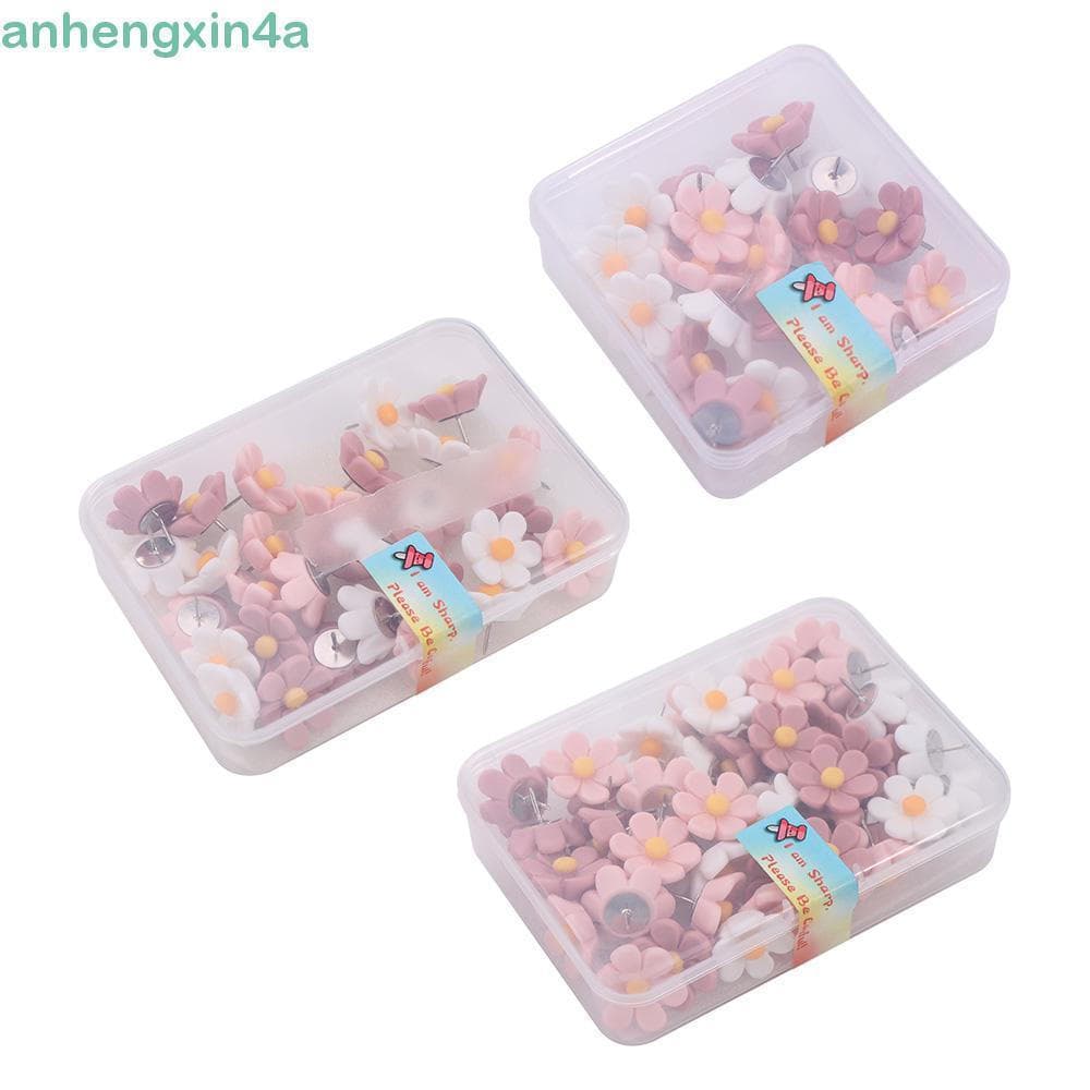 ANHENGXIN 20/30/50 Peças Pino De Pressão De Placa , Decoração De Parede De Foto DIY Alfinetes De Flores De Seis Pétalas