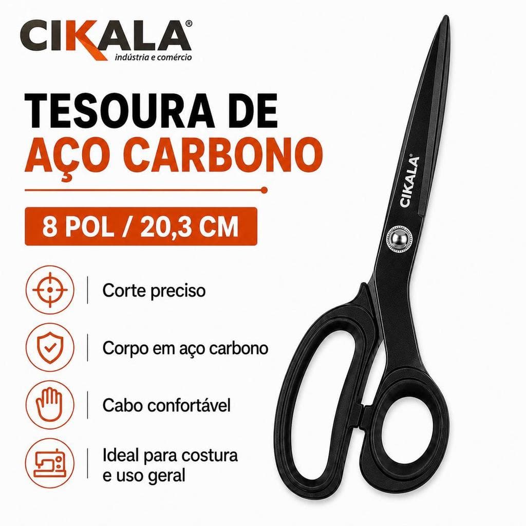 Tesoura de Aço Carbono 8"