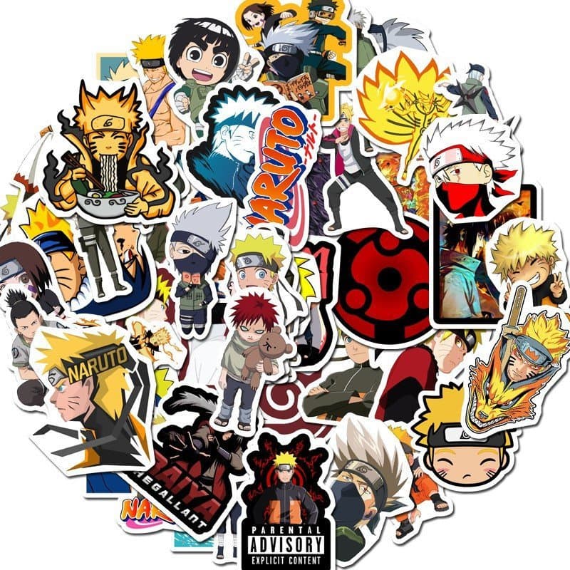 50 adesivos de graffiti à prova d'água do anime "Naruto", adequados para laptops infantis, skates, malas, bicicletas, ad