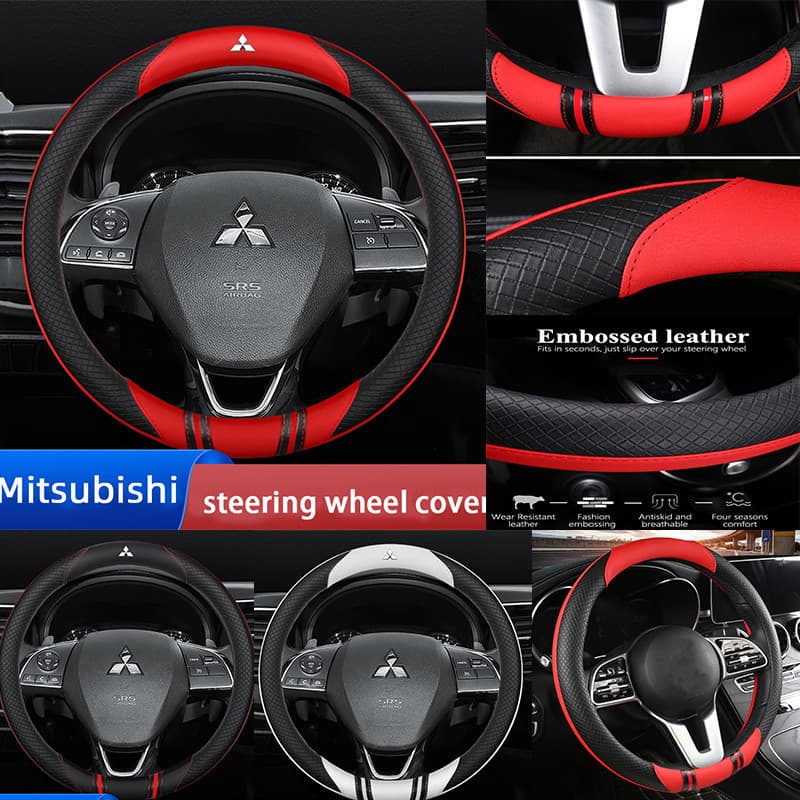Capa de Volante de Couro Mitsubishi para ASX, Triton, Pajero, Outlander, Attrage, Mirage, Xpander, Lancer - Acessórios A