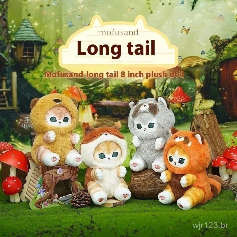 Mofusand Gato Fushandi Tubarão Cauda Grande Guaxinim Raposa Boneca De Pelúcia Pingente Chaveiro Saco Decorações