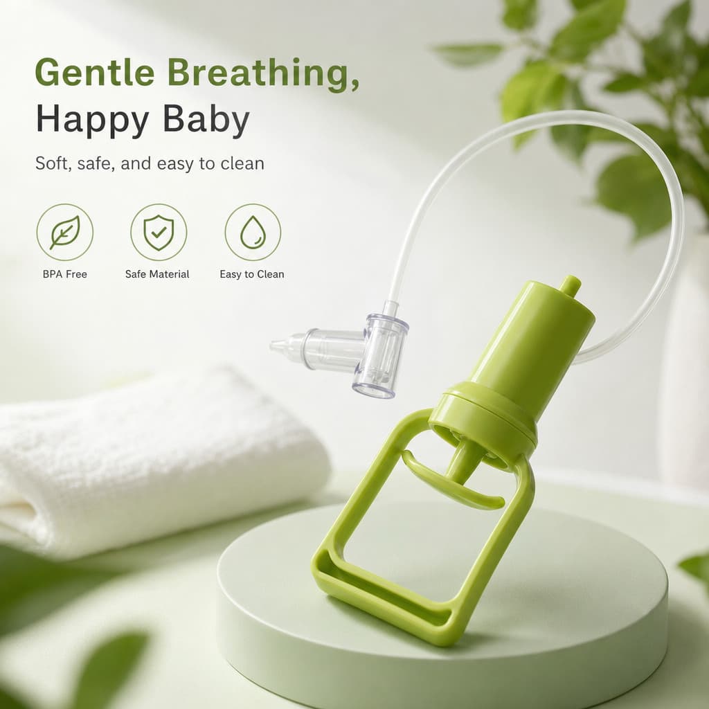 1 Pc Conjunto Aspirador Nasal Verde Para Que Tira O Muco Facilmente E Alivia A Congestao Nasal Rapidamente