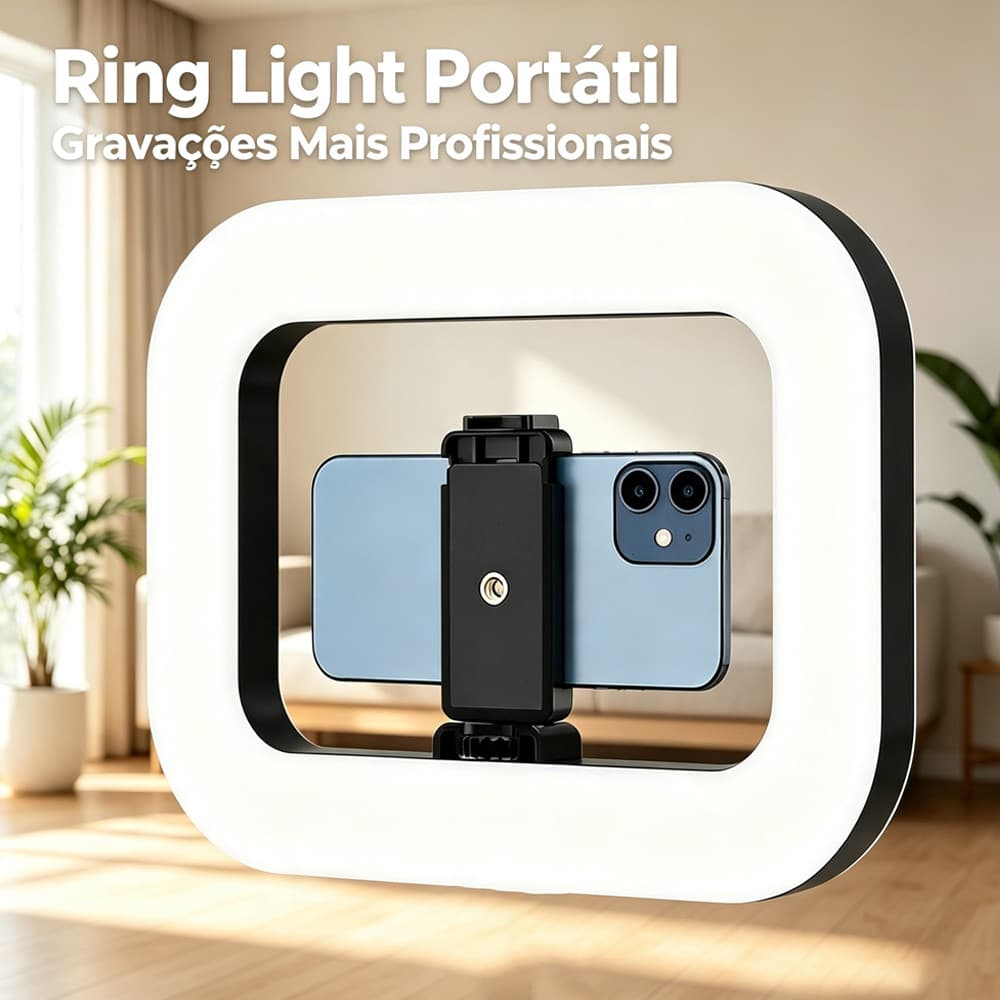 Anel de Luz 3 Cores Ring Light Profissional RGB Profissional RGB Adaptador Para Celular