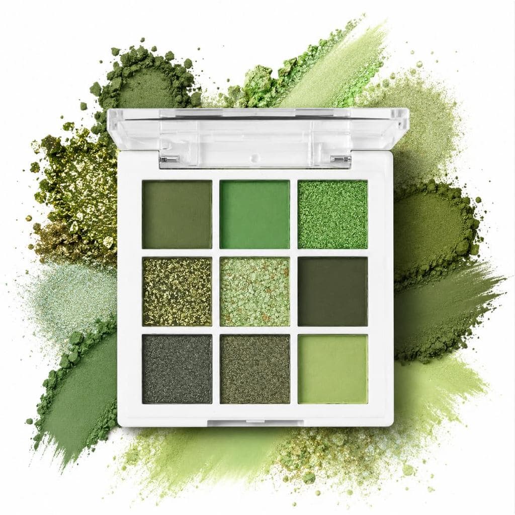 Paleta de Sombras para Olhos com 9 Cores, Paleta de Sombras Verde Abacate, Paleta de Maquiagem com Acabamento Matte, Bri