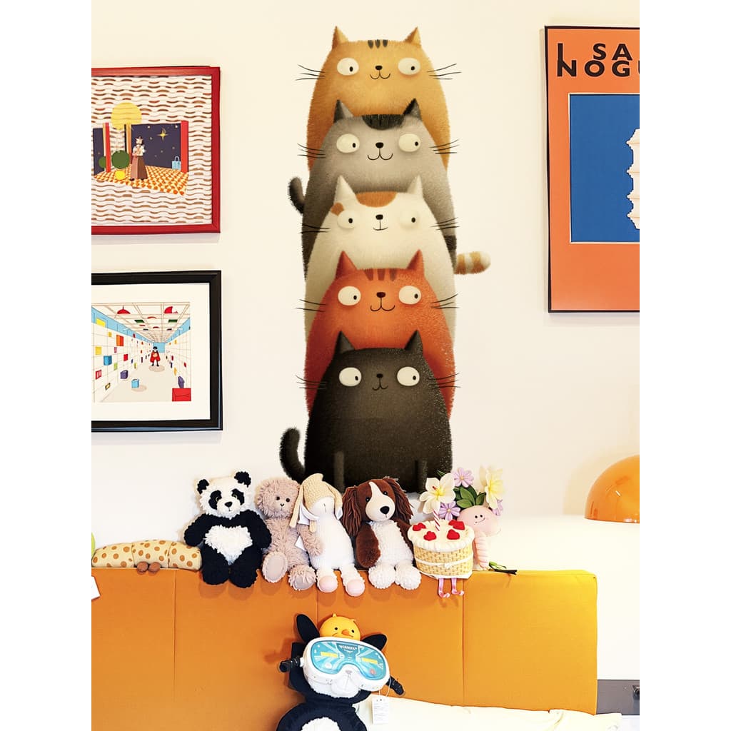 Criativo gato expressão auto-adesivo adesivos de parede porta decoração adesivos remendo de parede capa feio Tearable