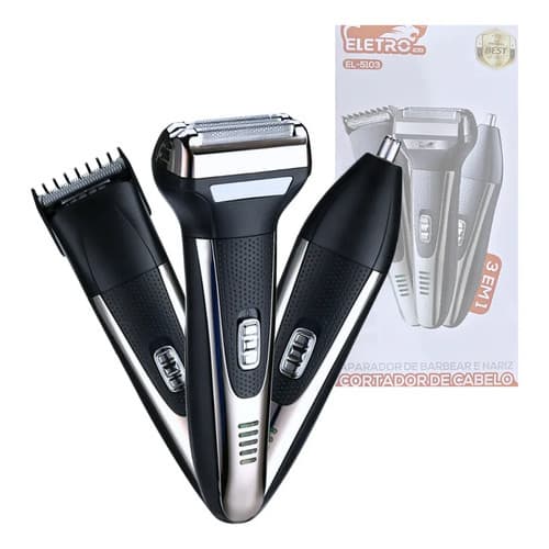 Barbeador Elétrico Profissional 3 em 1 Shaver Aparador de Pelos Recarregável Bivolt