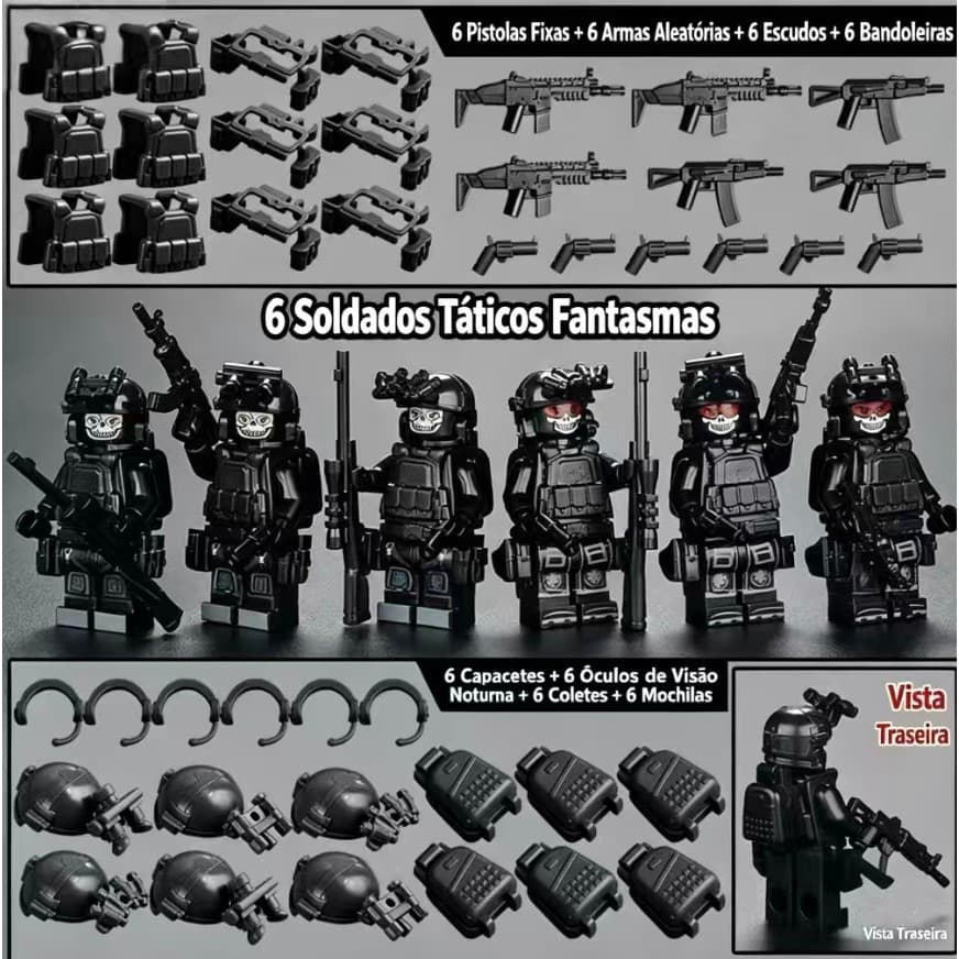 Conjunto de bonecas táticas de pantera negra, blocos de construção compatíveis com Lego, soldado SWAT + pavão + jipe mil