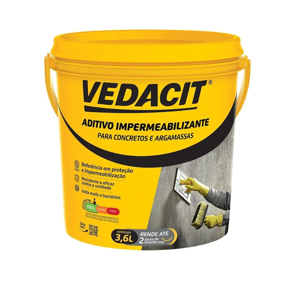 Aditivo Impermeabilizante Vedacit Balde 3,6L Concreto Argamassa
