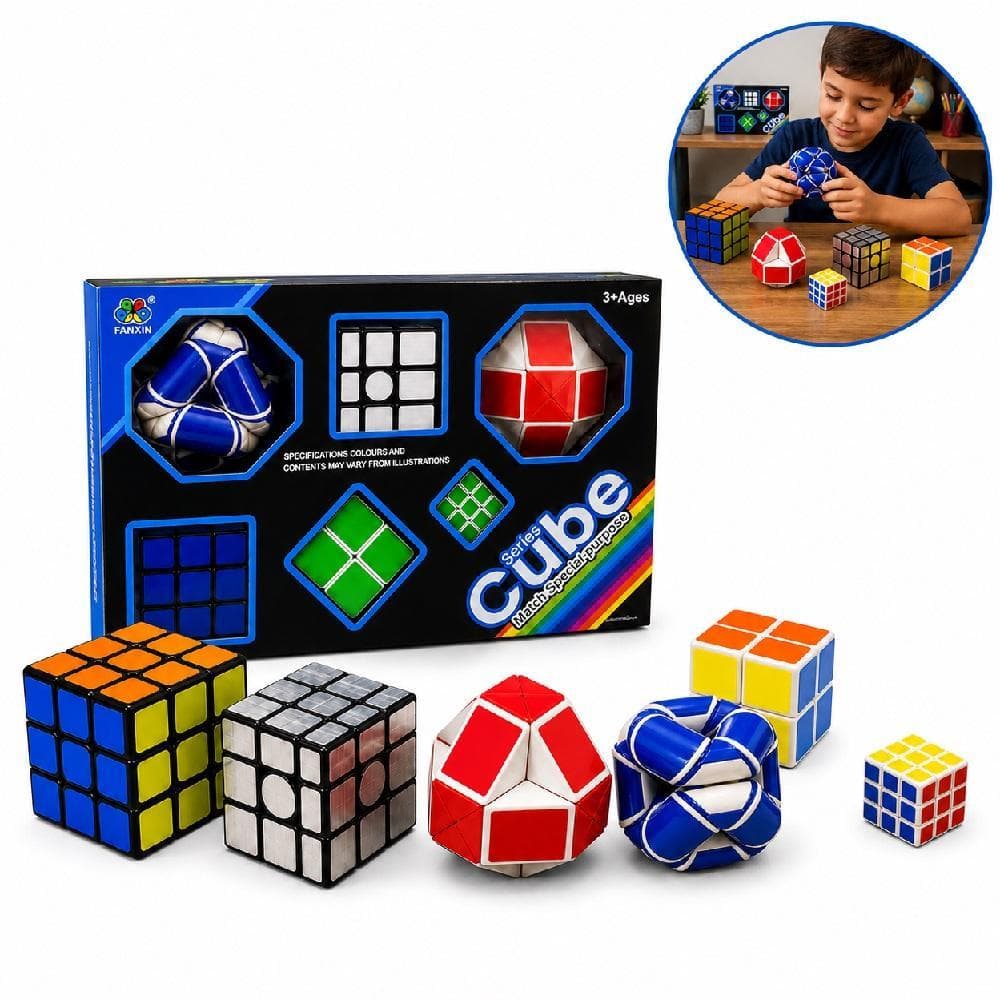 KIT CUBO MAGICO BOX 6 CUBOS RAROS PIRAMINIX MEGAMINX INTERATIVO PROFISSIONAL EDUCATIVOS RACIOCINIO QUEBRA CABECA CRIANCA