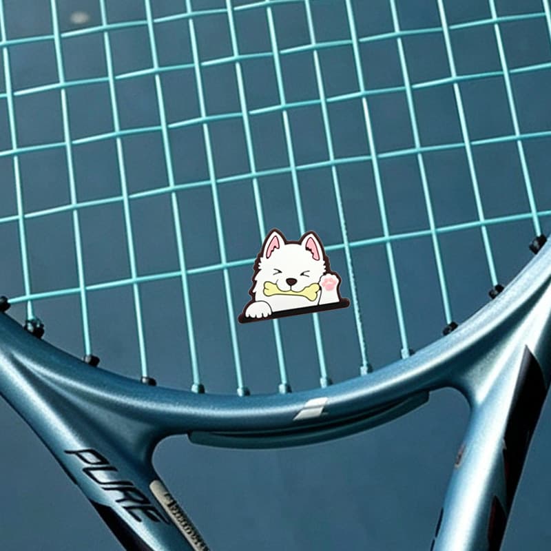 Raquete de tênis amortecedor bonito filhote de cachorro tênis partículas à prova de choque dos desenhos animados Squash