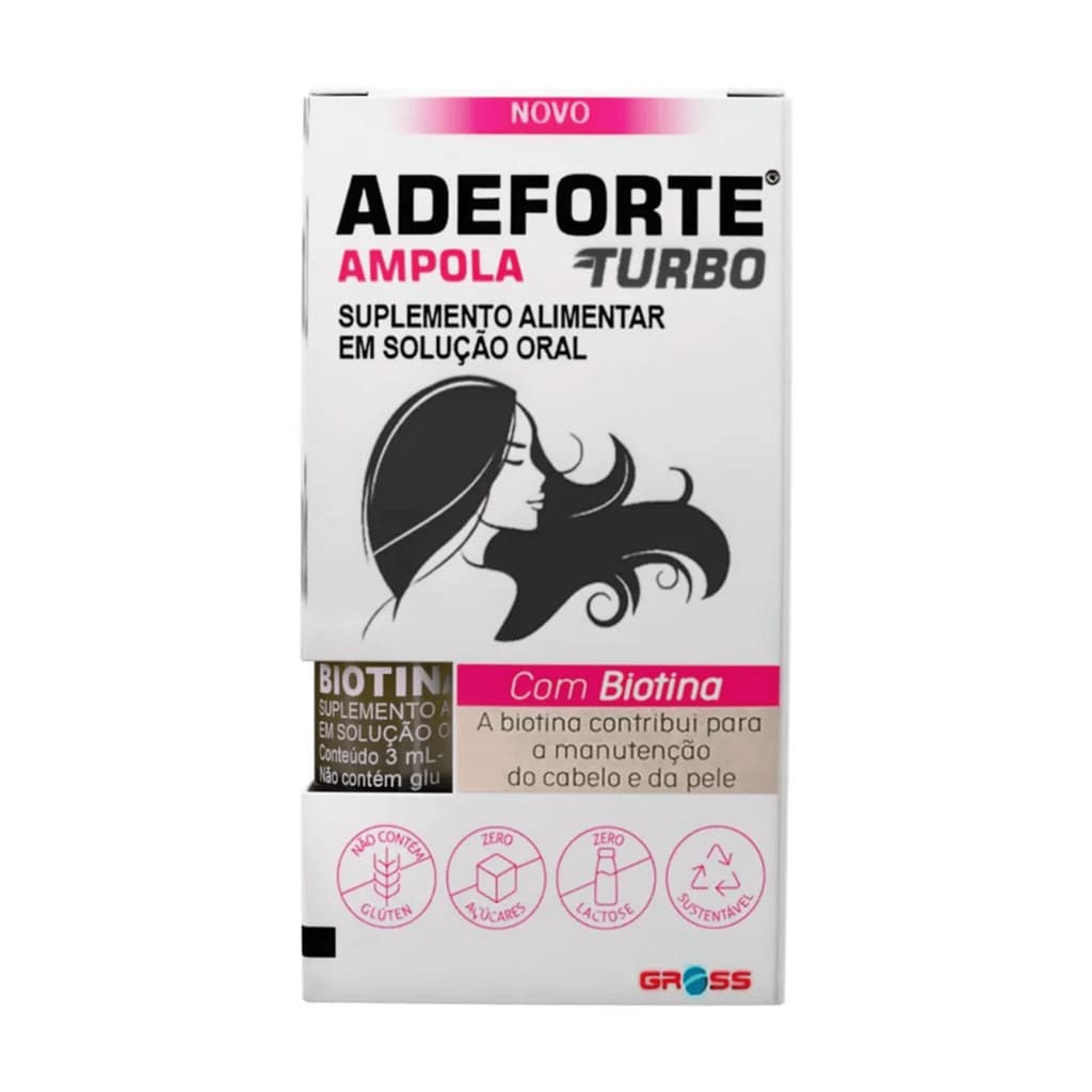 Adeforte Turbo 2 Ampola Gross Suplemento Alimentar em Solução Oral Com Biotina Com 3ml Cada