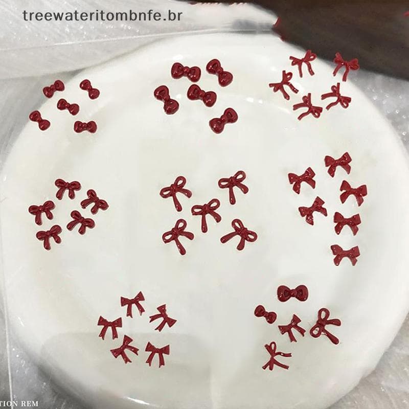 100 Pçs 3D Arte Do Prego Arco Vermelho Encantos Suprimentos Kawaii Acessórios Peças De Resina Para Unhas Decorastion Pro