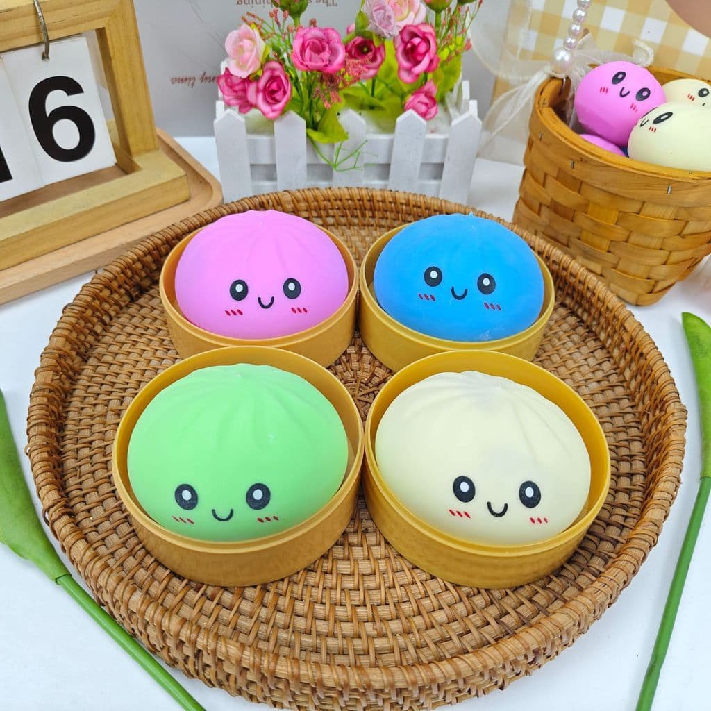 Squishy De Coque De Pectina De Rosto Fofo | Steamer Dumpling Stress Relief Squeeze Fidget Toy