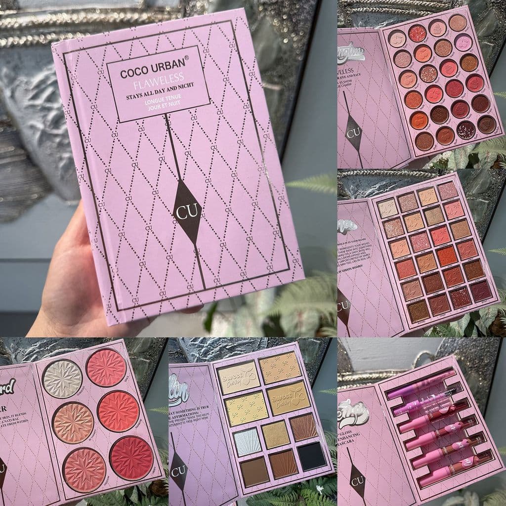 Paleta de sombras de 62 cores em formato de livro com cinco camadas e conjunto de brilho labial, conjunto multifuncional