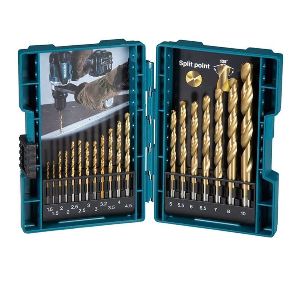 Jogo de Brocas para Metal Makita HSS-TiN 1.5mm a 10mm com 19 Peças D-67527